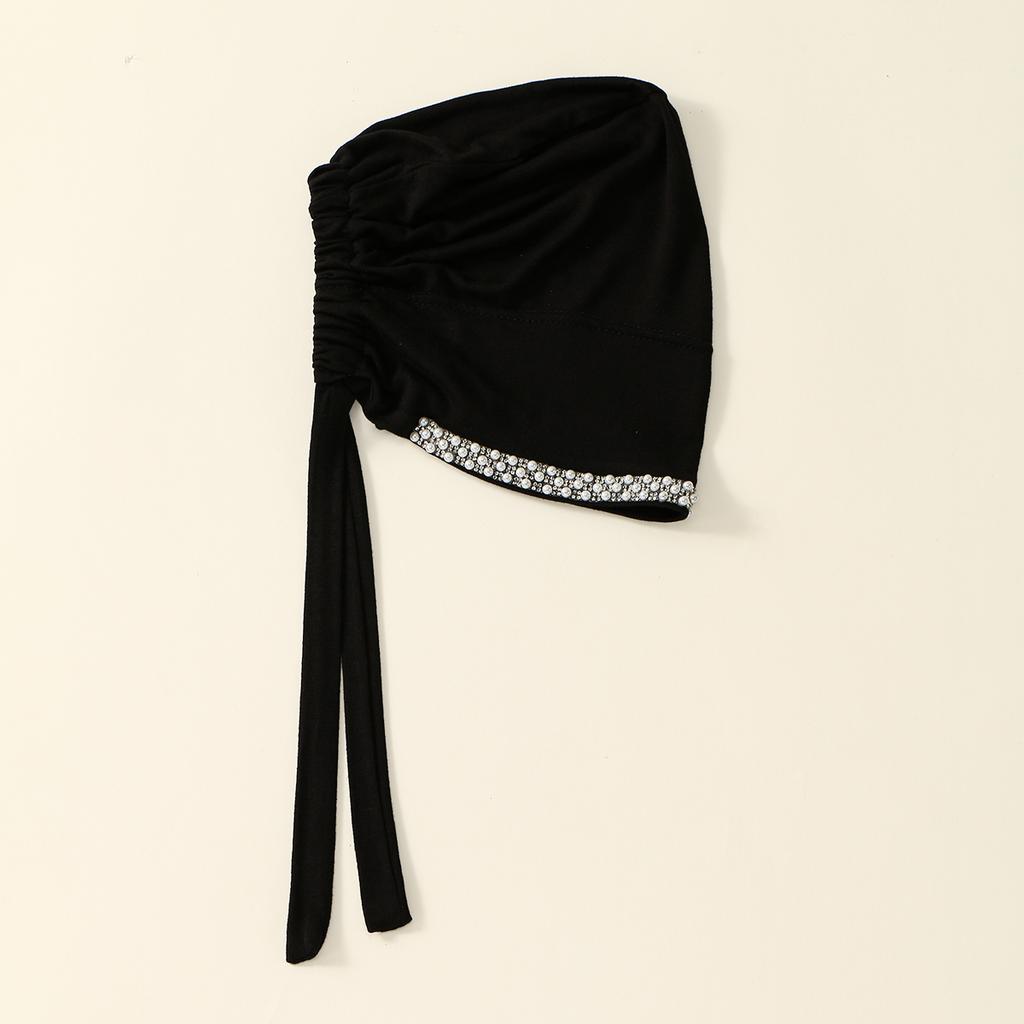 Solid Rhinestone Muslim Woman Hijab Islamic Jersey Turban Women Ninja Underscarf Caps Instant Head Scarf Inner Coverings Hats