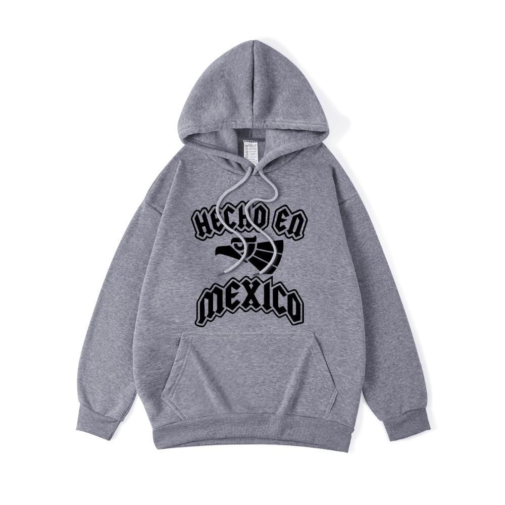 Hecho Ed Mexico Letter Printing Hoodies Womens Basics Sporty Hoody Fleece Warm Soft Sweatshirt Woman Sportswear