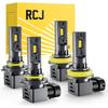 RCJ H11 9005 LED Bulbs Combo, 9005/HB3 H11/H9/H8 Bulbs 200W 60000LM Super Bright 6000K Cool White Fog Lights, Plug and Play, Pack of 4