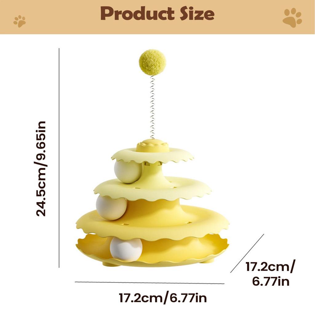 Ball Track Cat Toy 3-Level Roller Tower Cat Toy Roller For Living Room Bedroom Kitchen Porch Entryway Apartment Corner Play Area