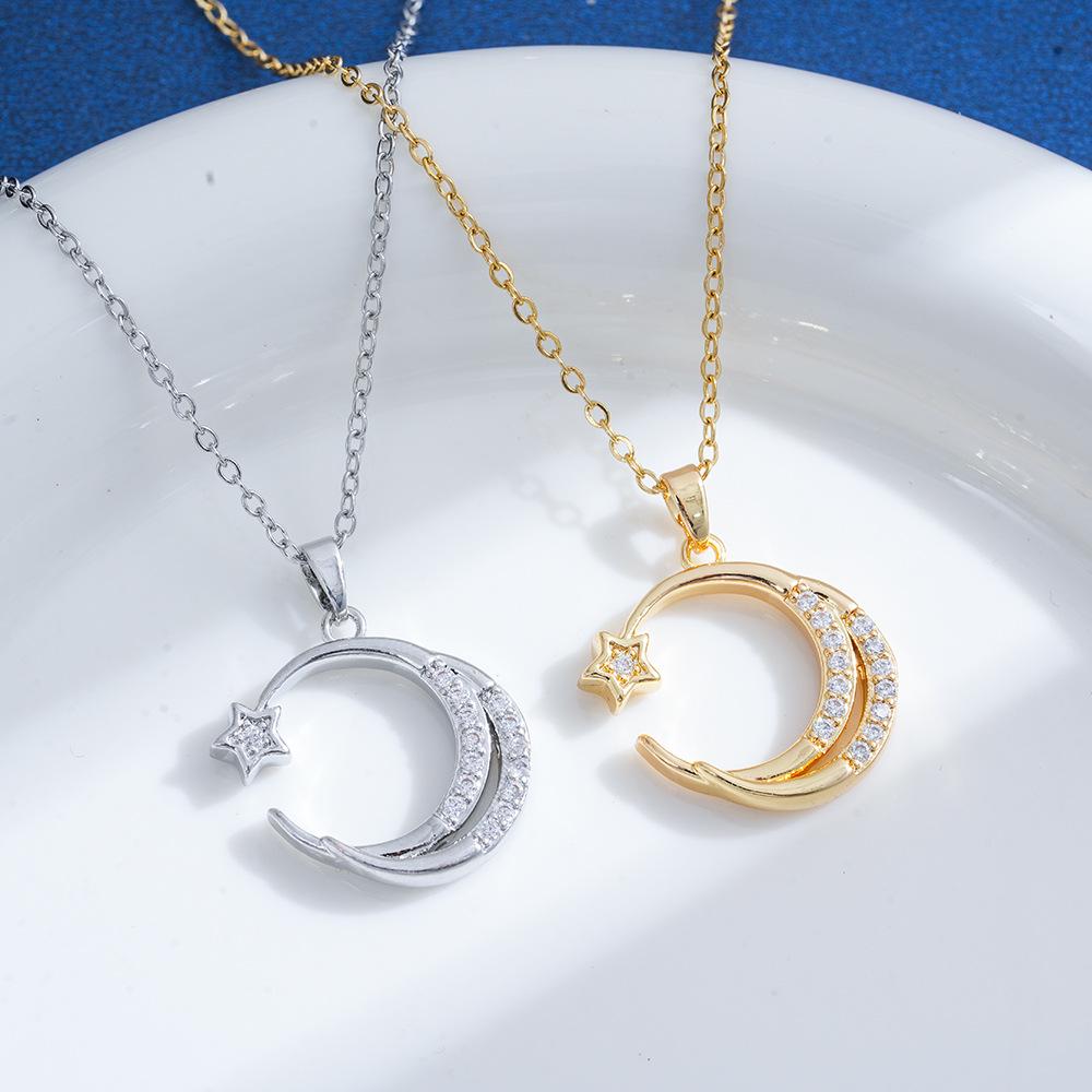 Zircon Sun, Moon, Flower Pendant Necklace - Versatile & Elegant Clavicle Chain