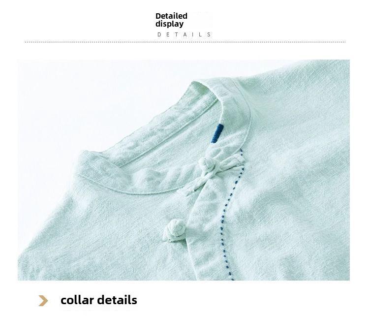 Women's Retro Cotton-Linen Long Sleeve Top - Slim Fit, Stand-Up Collar, Buttoned Shirt for Spring, Summer, and Autumn