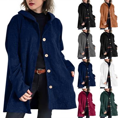 Women's Winter Coat Jacket Long Sleeve Horn Button Plush Warm Coat