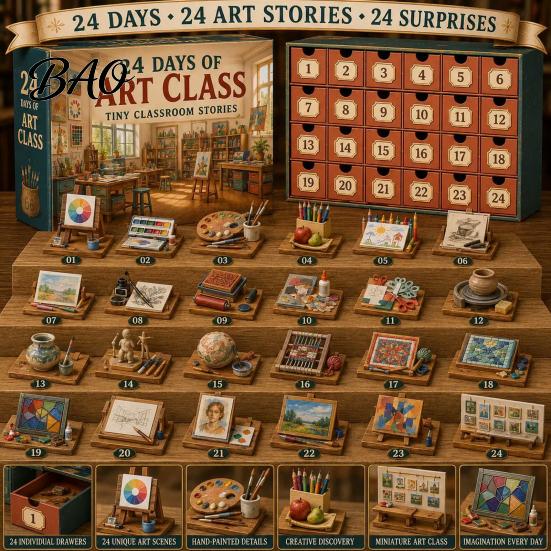 Acrylic Miniature Props 2026 Career Advent Calendar, 24-Day Countdown Box with Mini Occupation Calendar Figures, Community Helper Ornament Set,