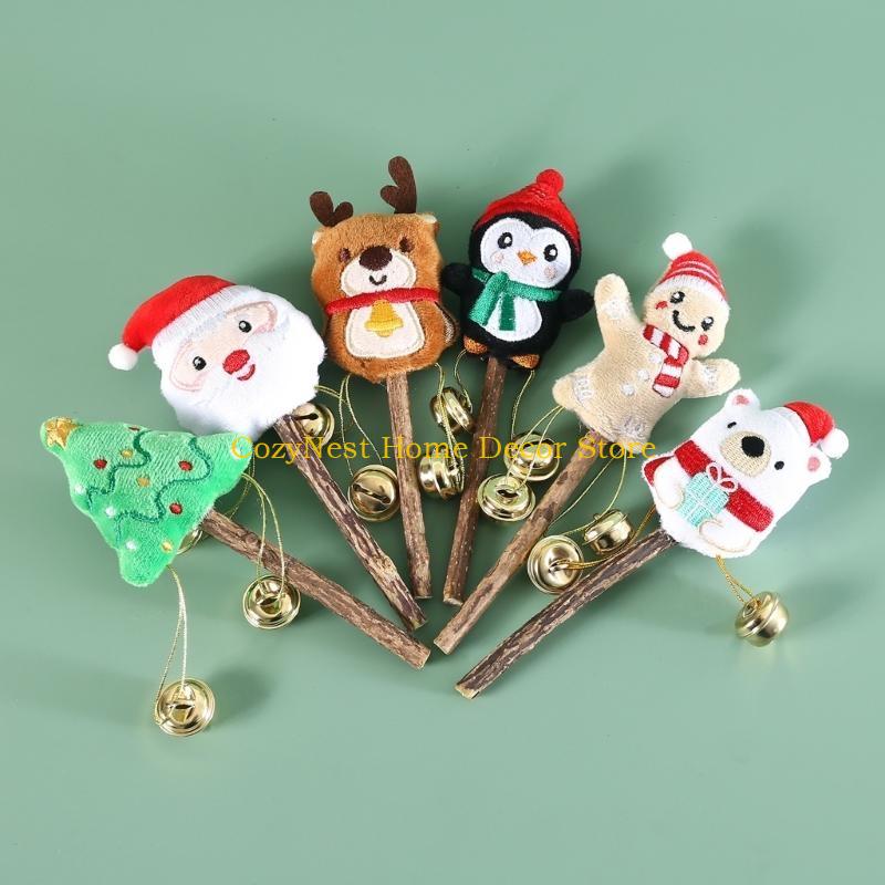 92MF Christmas Theme Cats Licking Toy Natural Matatabi Chewing Toy for Various Cats Hairballs Control Teaser 3Pcs