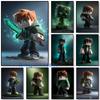 M-ine-craft Classic Kids Game Characters Minimal Video Game Poster Canvas Painting Wall Picture Home Gaming Room Decor Kids Gift