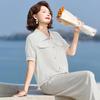 Pastel Women's Striped Shirt & Wide-Leg Pants Set