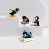 8 Cartoon Penguin Skiing Figurines DIY Keychain Pendant Ornament Toy