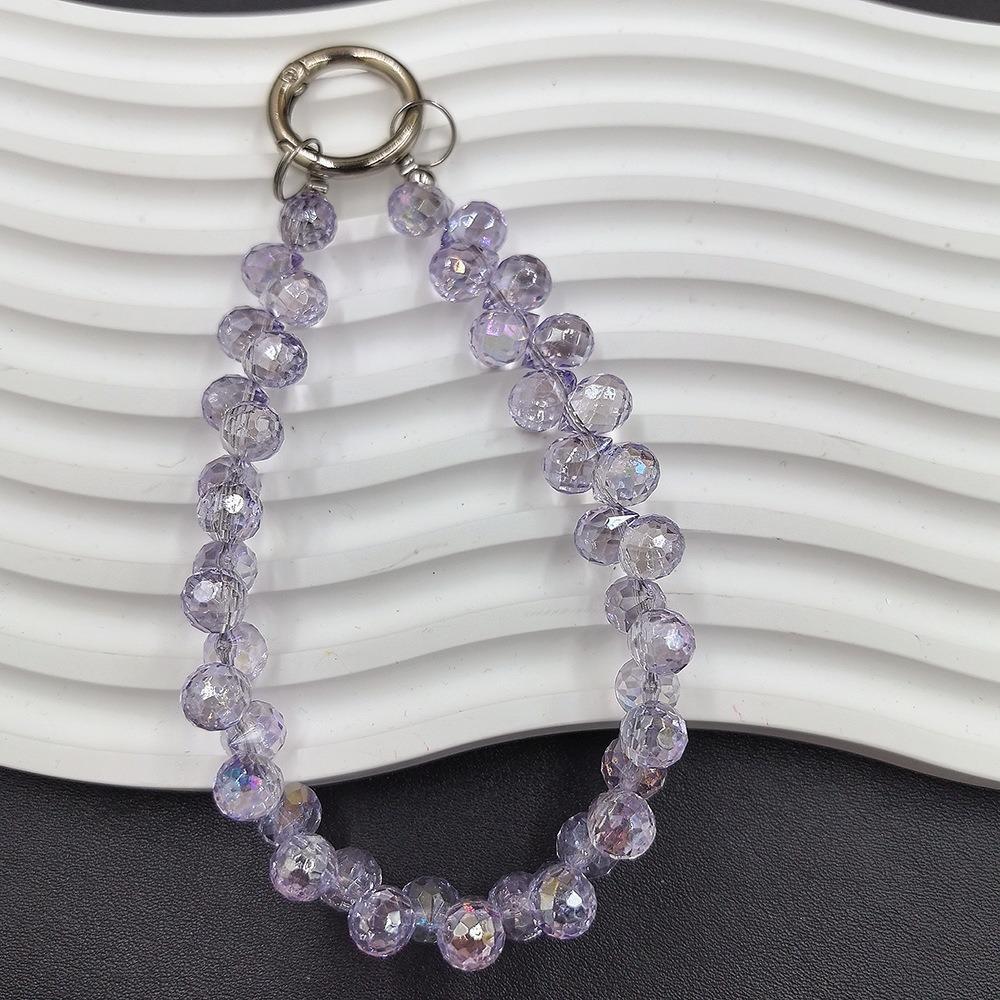 Chaveiro de contas de cristal transparente, bolsa destacável, pingente, cordão criativo para telefone para mulheres e meninas