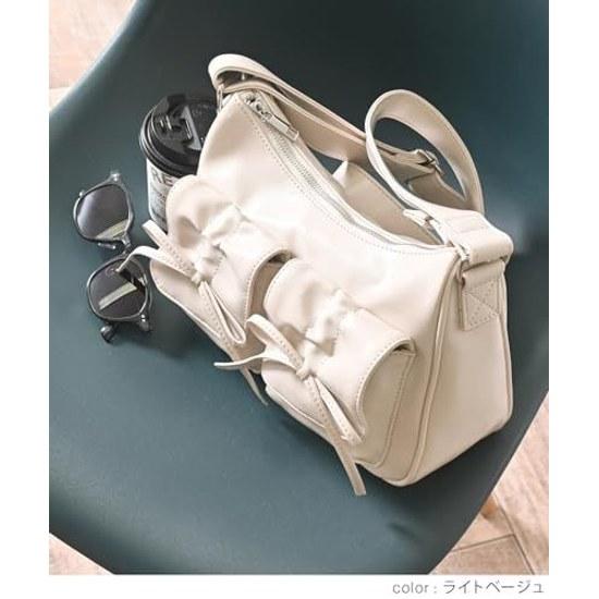 Honeys Shoulder Bag Synthetic Leather Faux Zipper Closure Womens Magazine Featured Ribbon Pocket