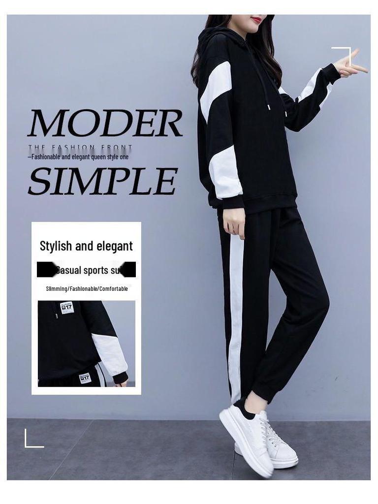 Conjunto de Ropa Deportiva para Mujer de Talla Grande - Moda Otoño 2022 Ajuste Holgado Dos Piezas