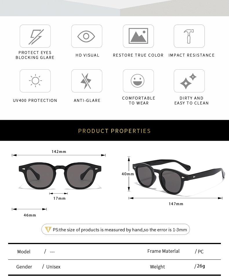 New Fashionable And Personalized Rice Nail Women'S Sunglasses Retro Ultra Light Neutral Simple Uv400 Sunscreen Sunglasses