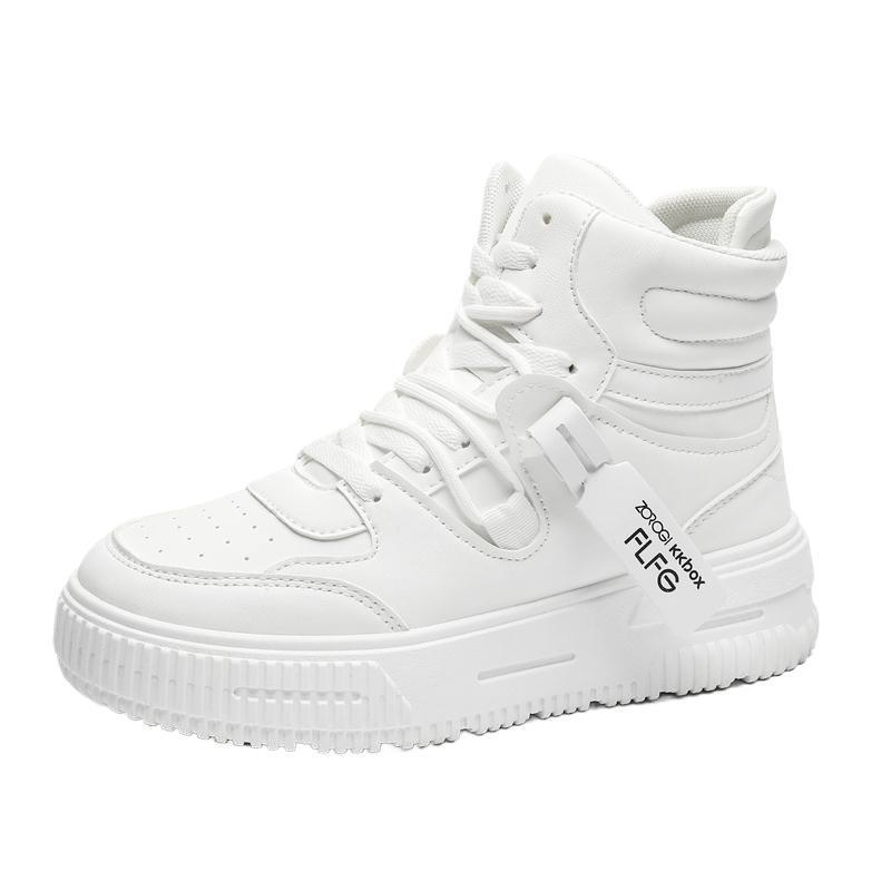 High-Top Comic Con Weiße Schuhe mit 10cm Innenhöhenerhöhung, 12cm Dicke Sohle - Trendige Koreanische Style Freizeit Sport Board Sneaker