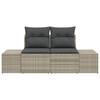 Garden Sofa with Cushions Grey 184 x 62 x 69 cm Poly Rattan
