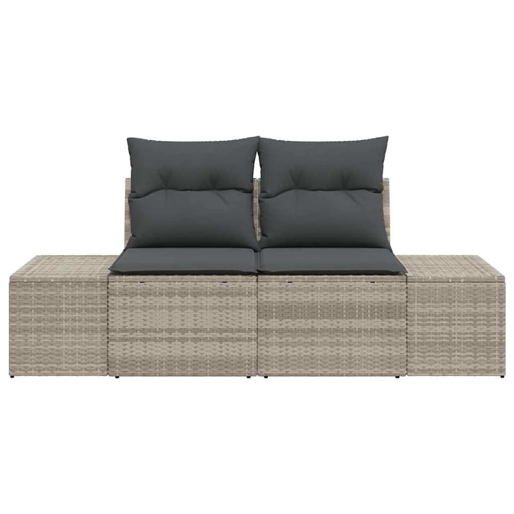 Garden Sofa with Cushions Grey 184 x 62 x 69 cm Poly Rattan