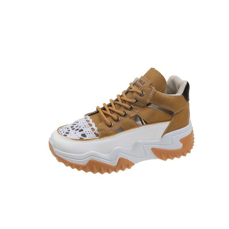 Summer New Inner Height Increase Hollow Sports Casual Shoes Thick-soled Little White Shoes Breathable Mesh Dad Shoes