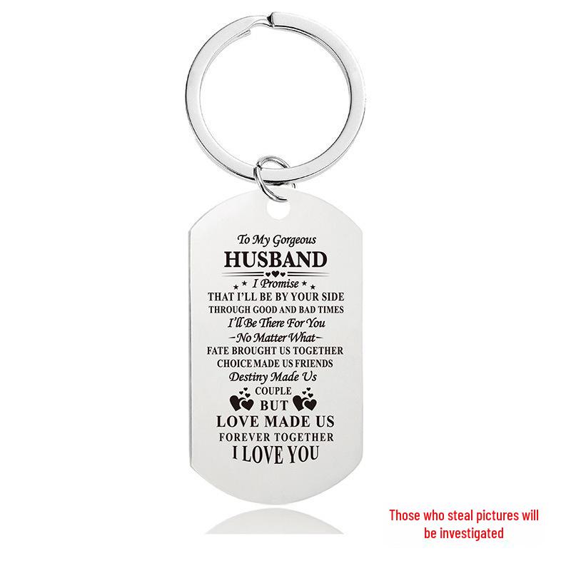 Breloc Militar Gravat din Oțel Inoxidabil - Cadou de Ziua Îndrăgostiților pentru Cupluri