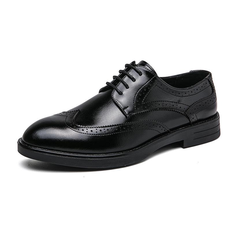 Men s Summer Breathable Leather Brogue Shoes – Formal & Casual Large Size Options 40 чёрный