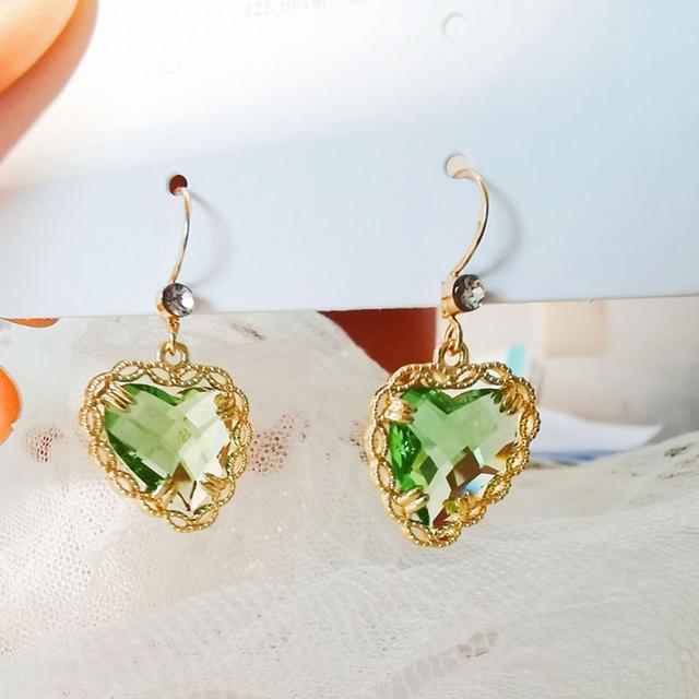 

Премиальные серьги-подвески в форме сердца со стразами разных цветов, длинные серьги-сердечки из циркония для женщин, модные ювелирные изделия