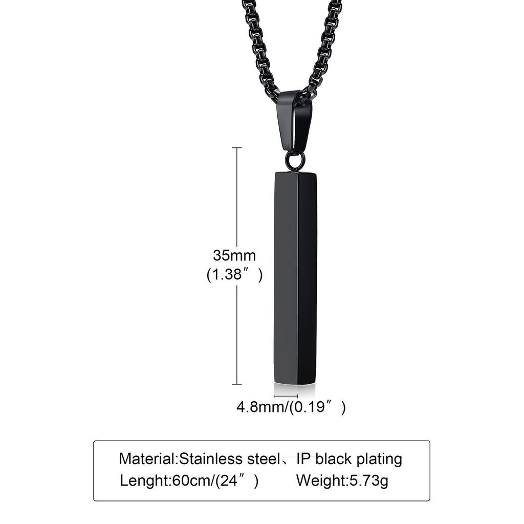 Personalized 1-4 Sides Pillar Necklace for Men Women,Stainless Steel Rectangle Vertical Bar Pendant Necklace Gifts