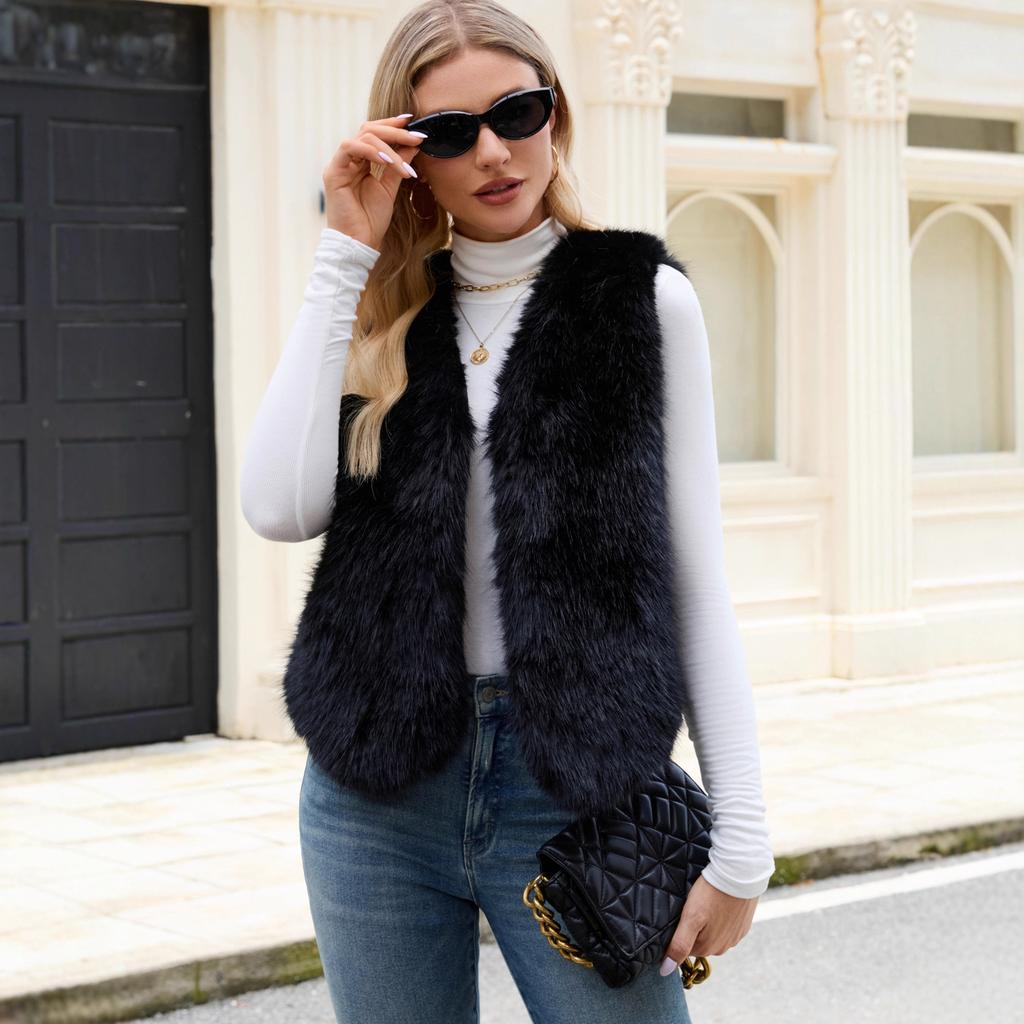 Autumn/Winter Artificial Fur Vest Medium to Long