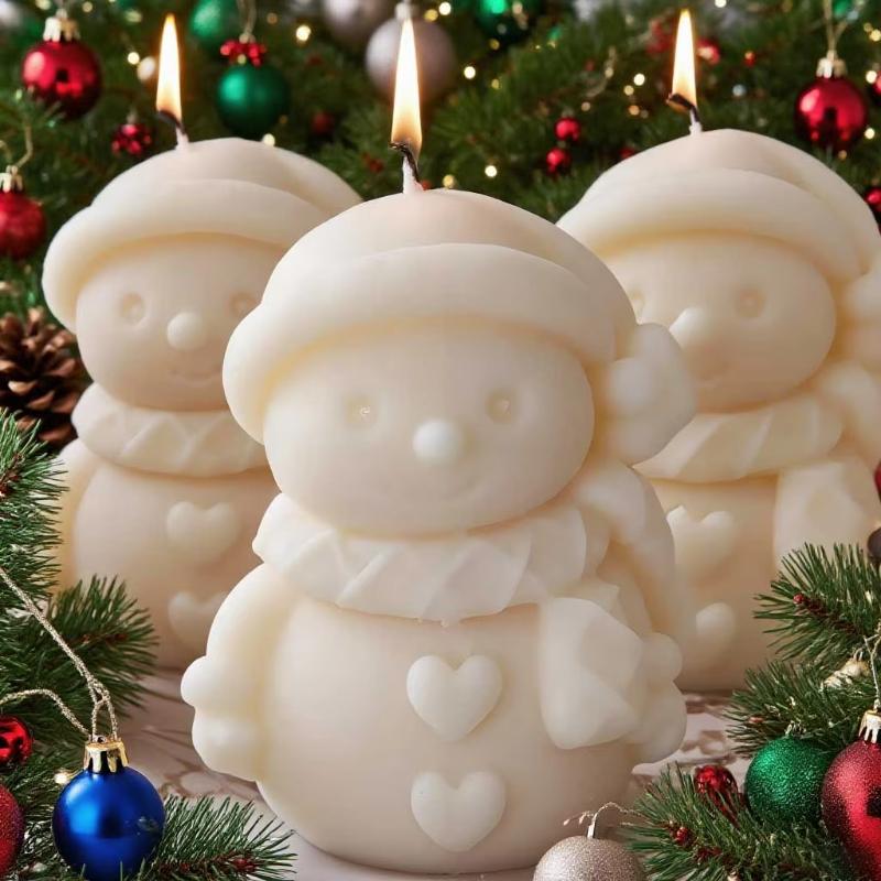 1 pc Cute mini Christmas snowman silicone mold, plaster silicone mold, suitable for Christmas holiday decoration