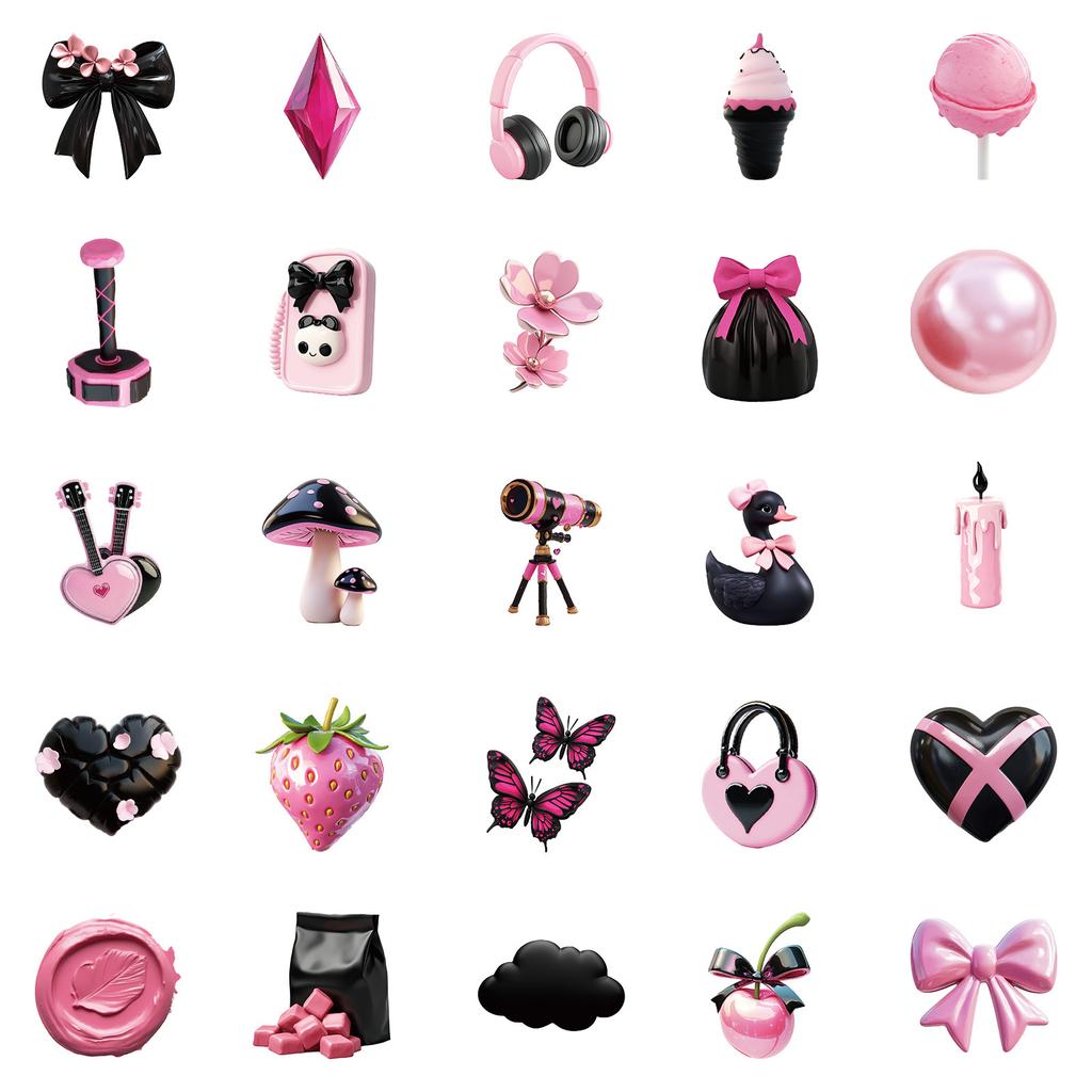 50 Creative Three-Dimensional Black Powder Style Cool Graffiti Stickers Children Reward Decorative Stickers