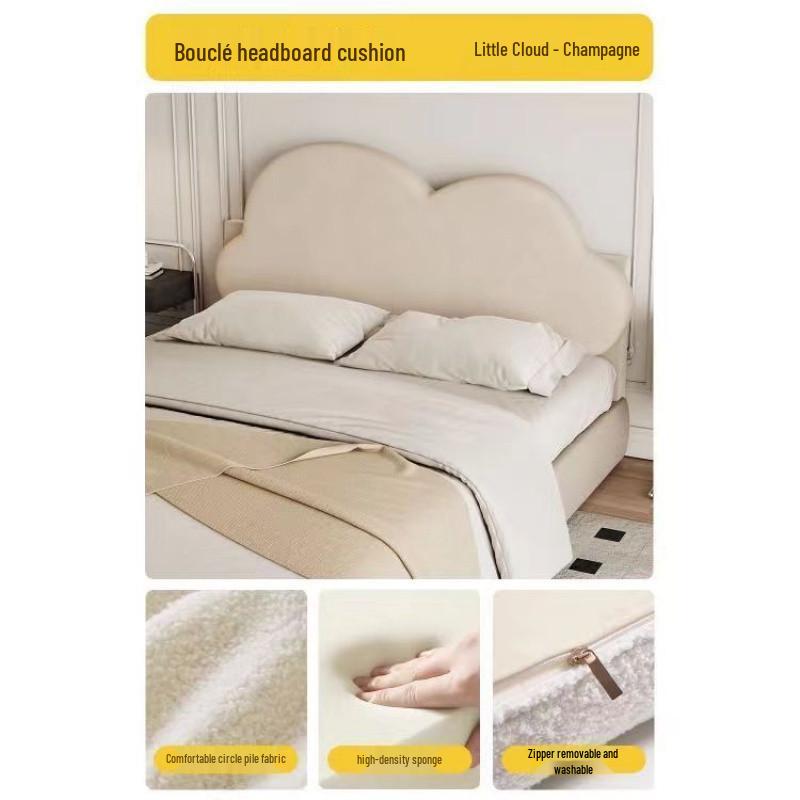 Кремовая настенная подушка-облако для кровати без изголовья 190x65x10cm Universal 8590₽