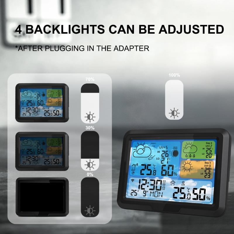 WiFi Connect Weather Stations Digital Thermometers Hygrometer Weather Clock Calendar Atmospheric Pressure Monitor Device