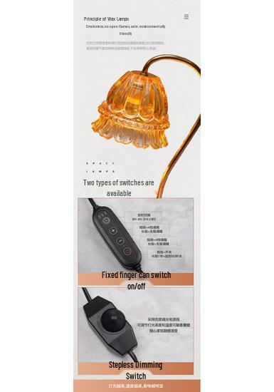 Luxury Glass Aroma Wax Melt Lamp - Fragrance Candle Light for Bedroom, Bedside Table, or Desk. Ideal Decorative Gift.