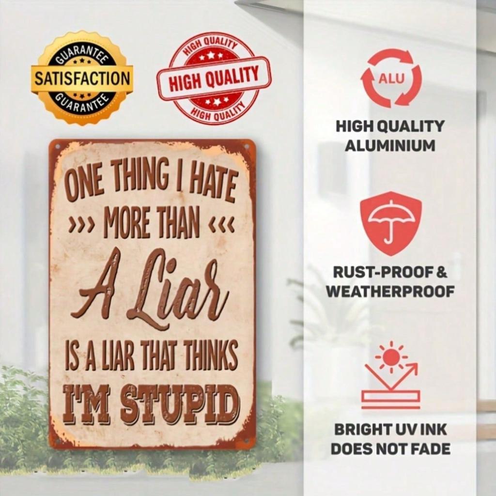 I Hate One Thing Tin Sign, Funny Retro Metal Wall Art Decor for Home Bar Garage Cafe