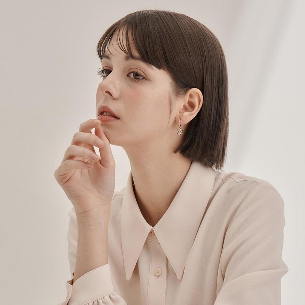 [ELLE Jewelry] 14K GF Snowflake Drop One-Touch Earrings ELGPEE562