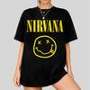 Maglietta Smiley Face Nirvana, T-shirt Grunge Vintage Anni '90