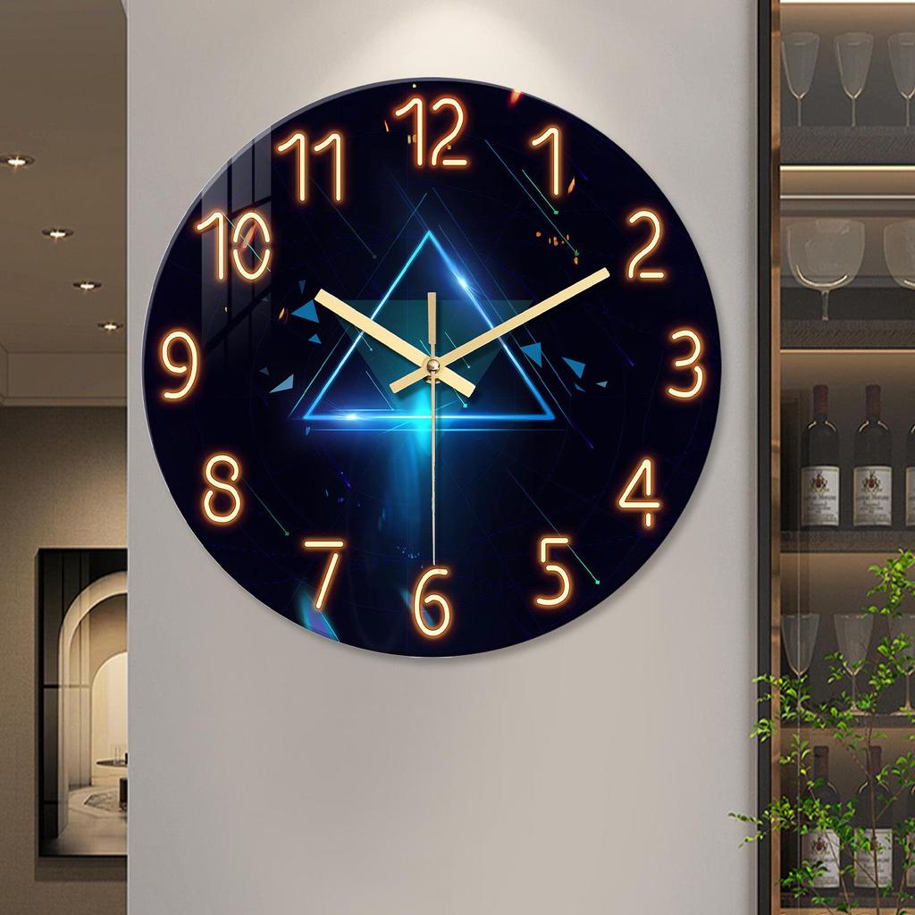 12-inch Geometric Starry Sky Glass Wall Clock - Silent Decorative Living Room Clock