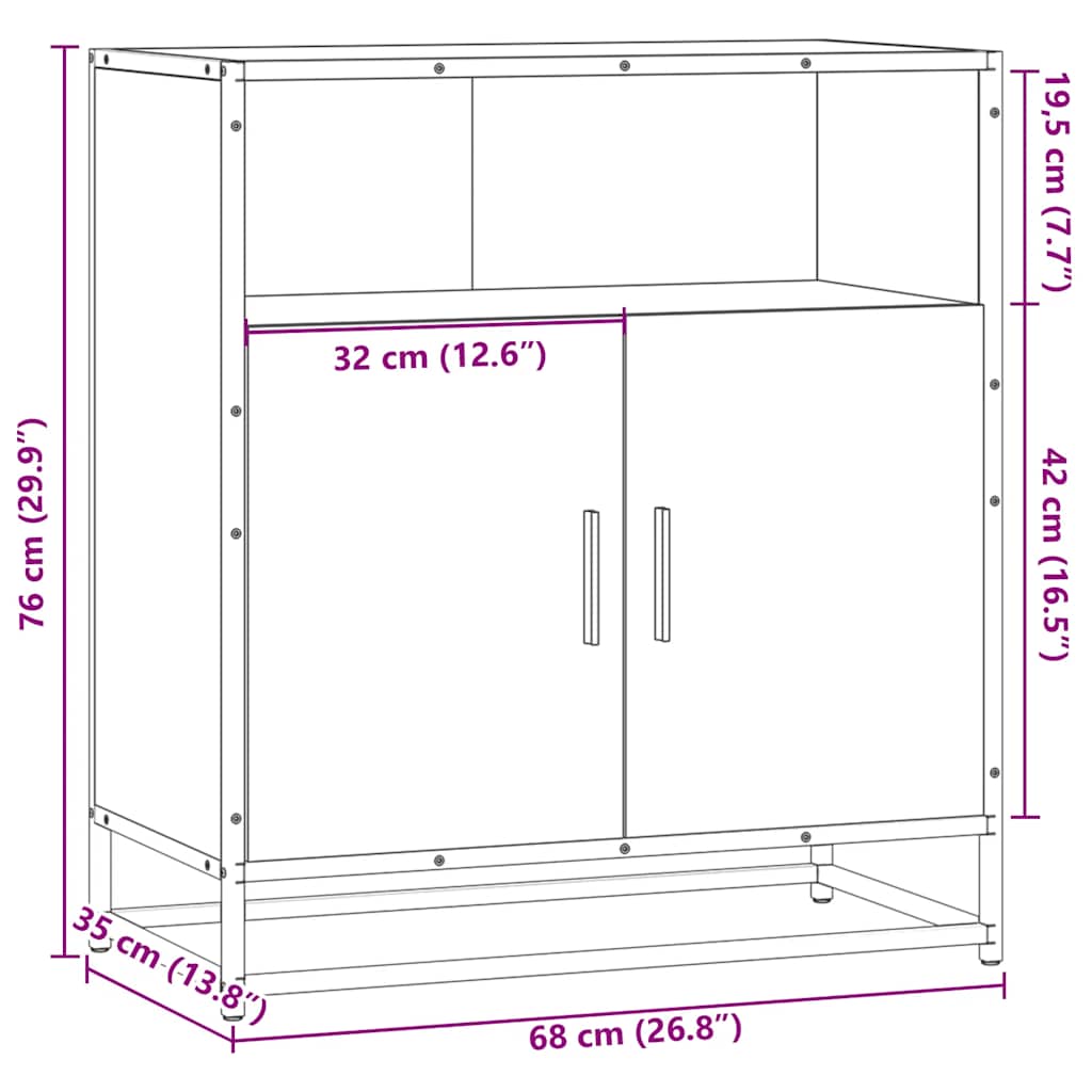 Sideboard Gray Sonoma 68x35x76 cm Particleboard