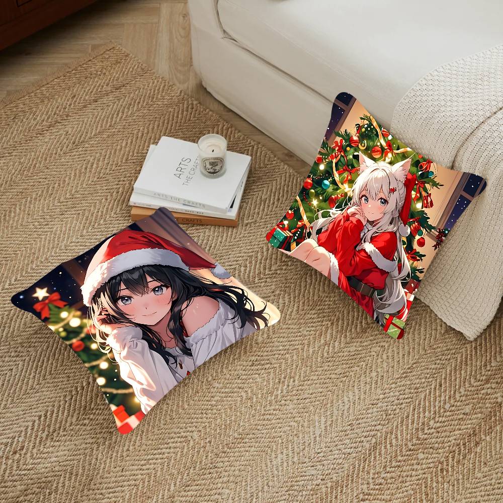 Christmas Anime Girls Pillowcases Home Bedding Decorative Pillow Cover Wedding Super Soft Pillow Case