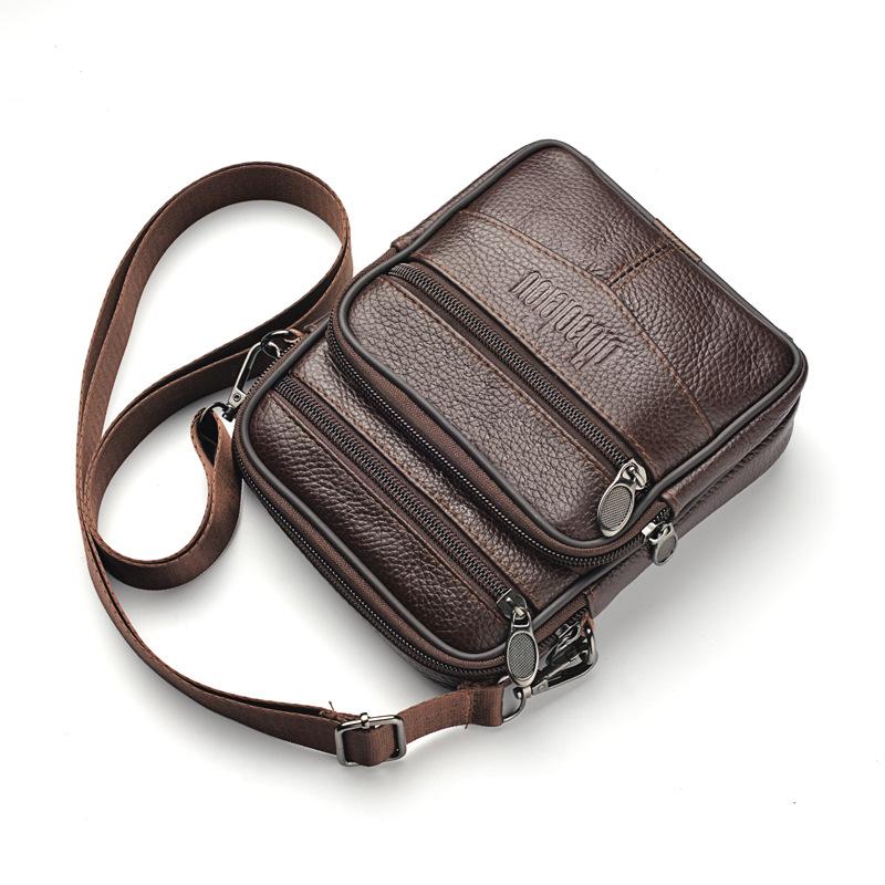 Pánská nová taška crossbody z pravé kůže Vertikální trendy multifunkční taška přes rameno Aktovka Ležérní cestovní taška Messenger