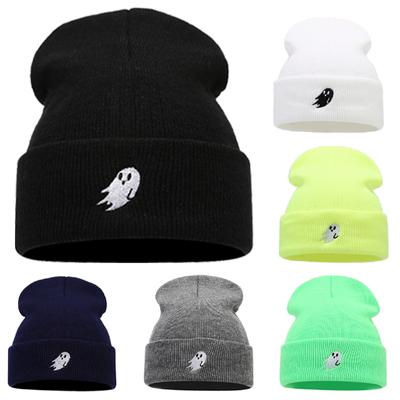 Winter Wollmütze Lustige Geistermützen Männer Frauen Winter Warm Dick Winddicht Strickmütze Elastische Hip Hop Mütze Halloween Stickerei Skullies Geschenke