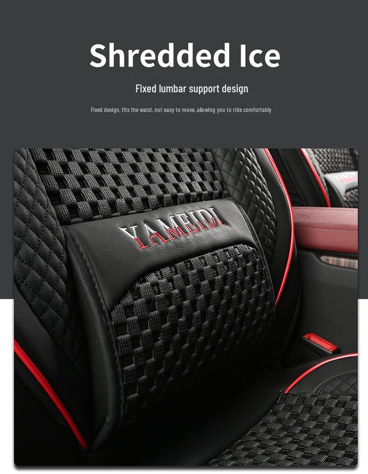 Four-Season Universal Car Seat Cushion - Nappa Leather & Ice Silk, Breathable and Stylish.
