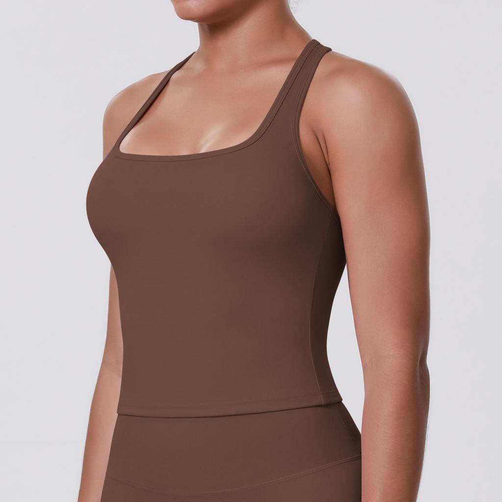 Solid Color I-shaped Brushed Beautiful Back Vest Women's Tight-fitting Quick-drying Sports Running Fitness Top Yoga Clothes