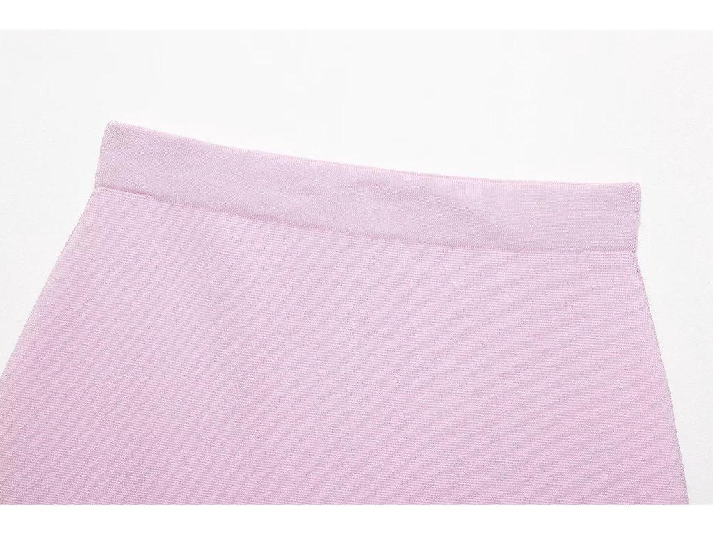 Spring 2025 Women's European & American Style Short Sleeve Knit Top & Midi Skirt Set