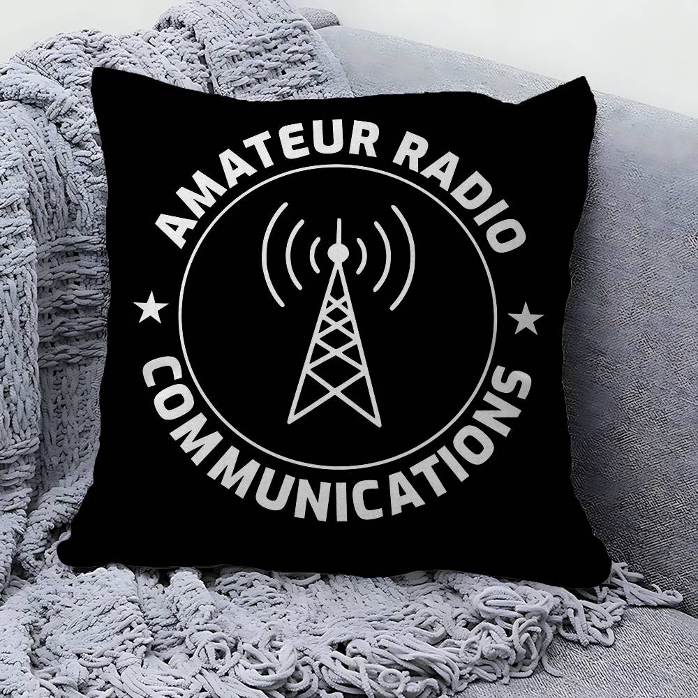Licensed H-Ham Retro Radio Cushion Cover Pillowcase Upholstery Sofa Throw Pillow Home Decor Pillowcas