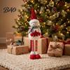 Festive Party Supplies Christmas Plush Snowman with Extendable Legs, Sequins Hat Holding Star Dolls Doll, Standing Long Legs Xmas Decoration