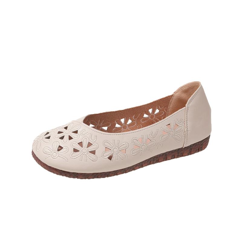 Mère Femmes Chaussures Sandales Ballerines Découpe Slip On Mocassins Doux Été Plage Vintage Grande Taille