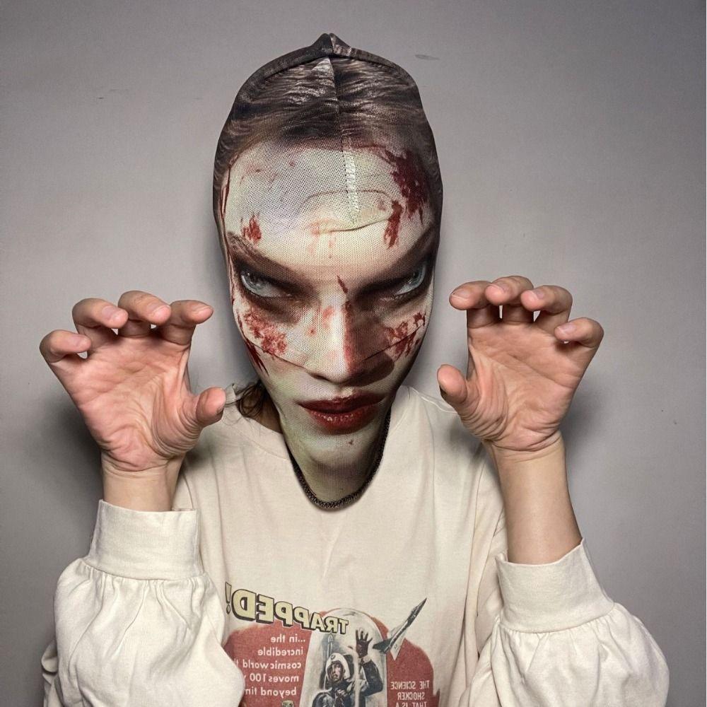 Mesh Visualized Full Face Mask for Halloween Breathable Zombie Mask Halloween Masks  Cosplay Events