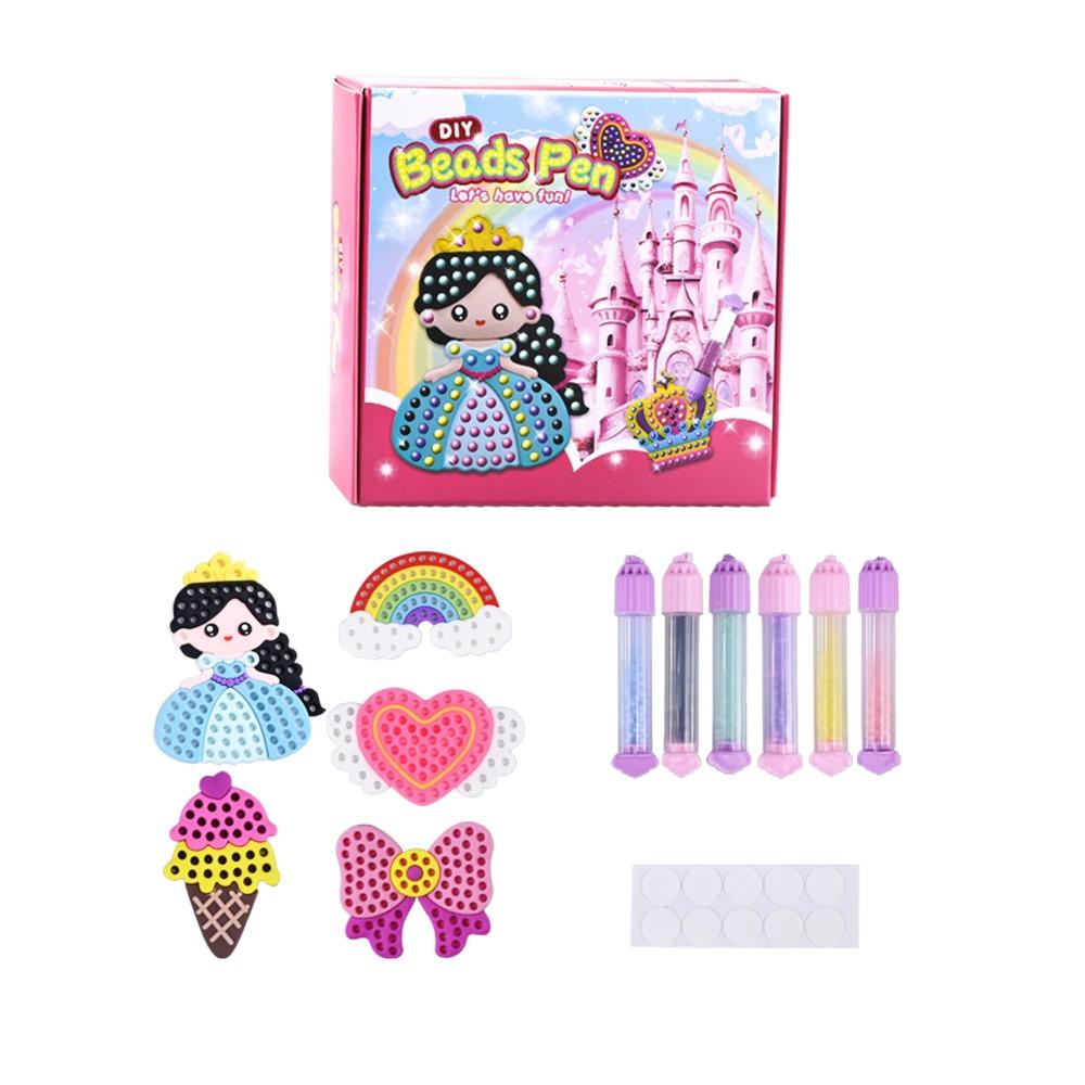 DIY Beads Pen Toys, Handmade Set Creative Production Sticker Princess Rainbow Bow Girl Gifts Toy