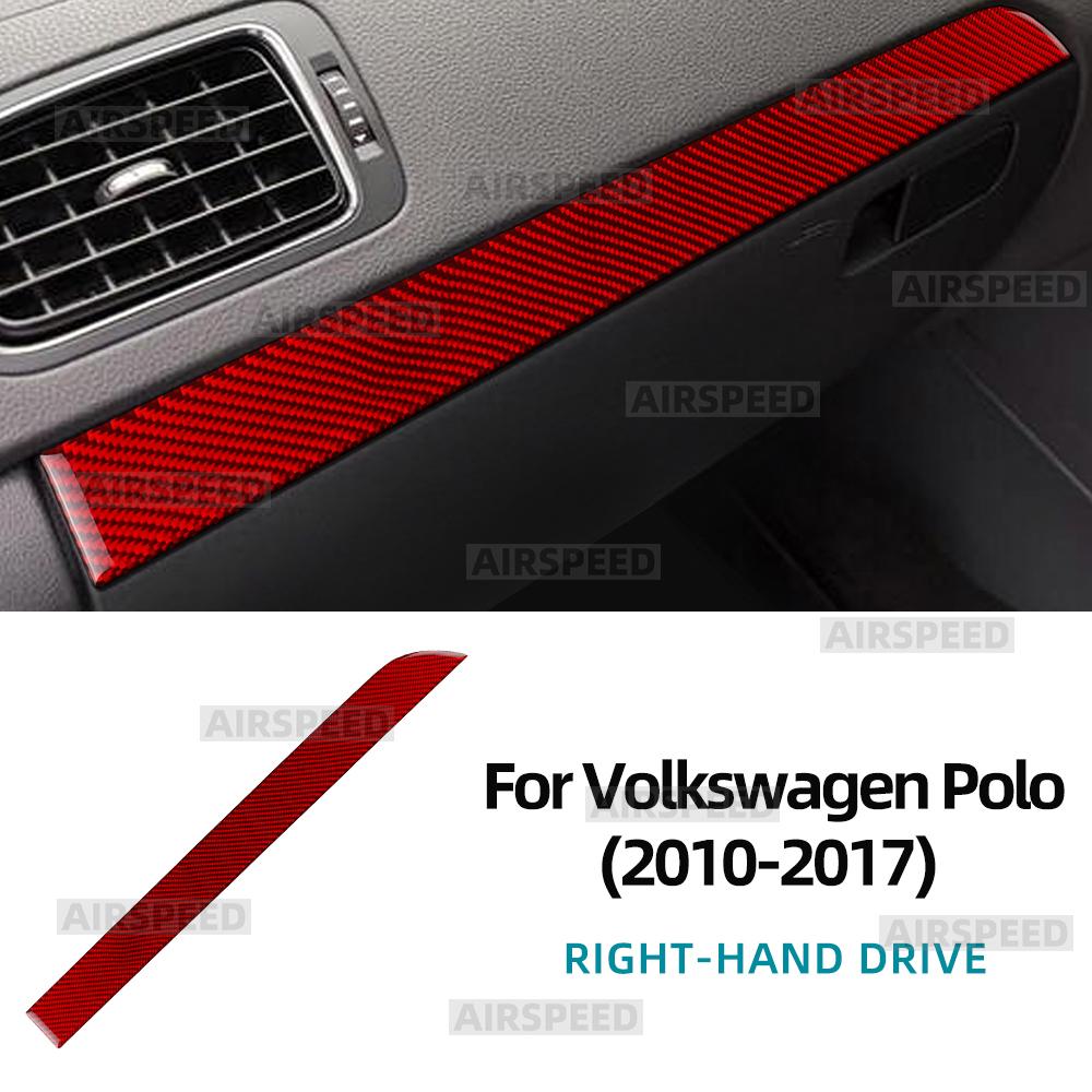 Για Volkswagen Polo 2010 2011-2017 Πάνελ Ταμπλό Πλευράς Συνοδηγού από Ανθρακονήματα Αντιχαρακτικό Διακοσμητικό Εσωτερικού Τροποποίηση Αξεσουάρ Αυτοκινήτου