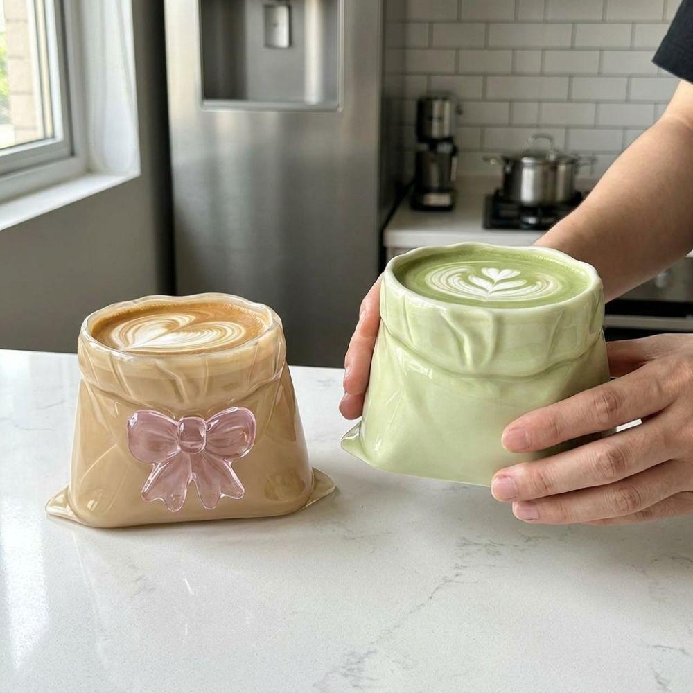 Transparent Cloth Bag Shaped Mug Large Capacity Milk Glass Cup Tea Cup Espresso Cup  Home Office