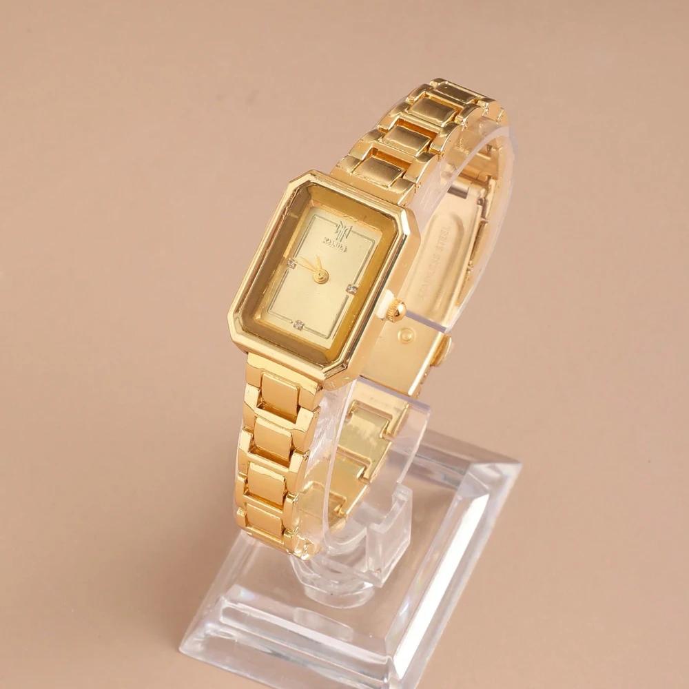 Montres de Luxe Marque Top Or Femmes Élégantes Petit Cadran Carré Montre à Quartz pour Dames Mode Simple Montre Femme zegarek damski