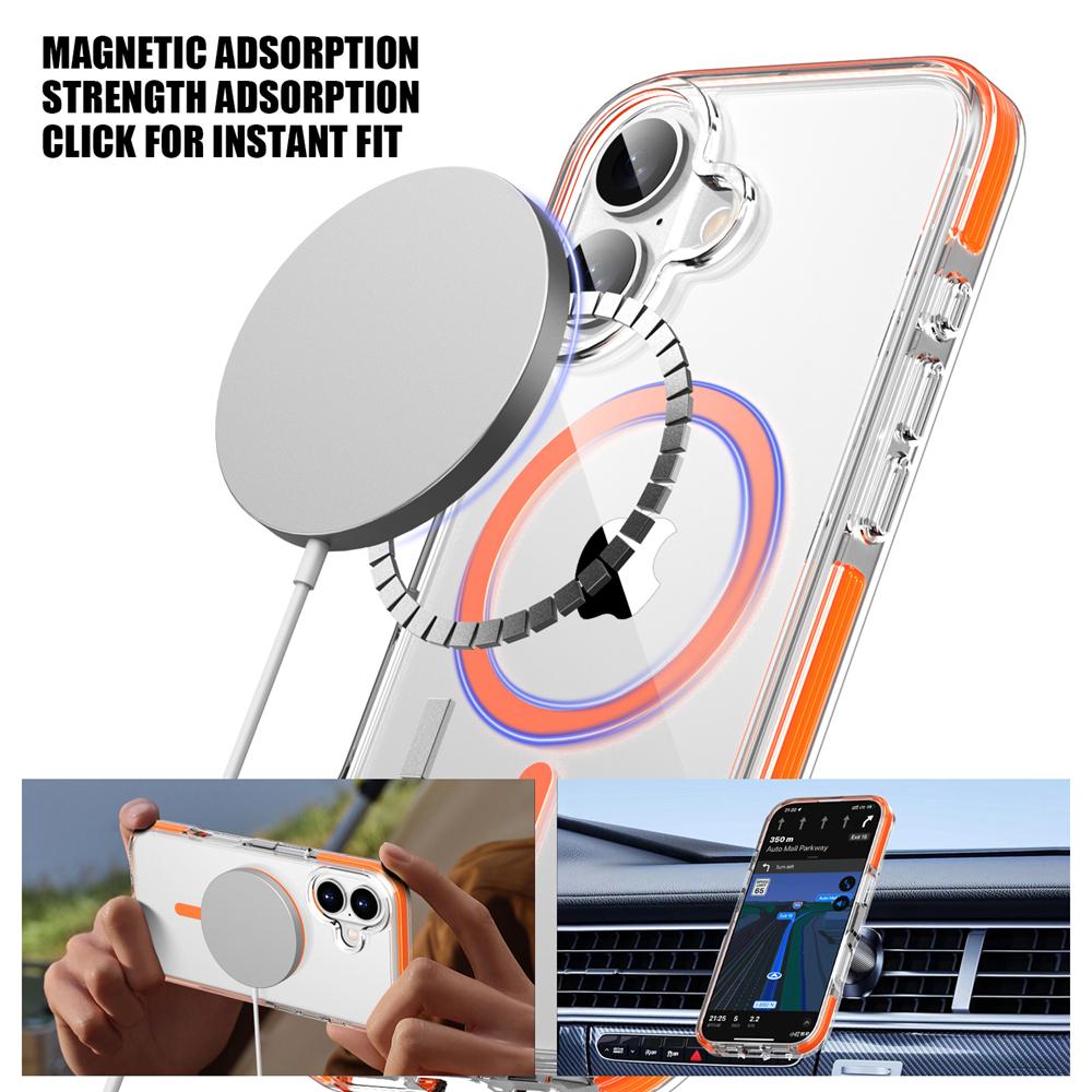 KEYSION Transparent Case for MagSafe for iPhone 16 15 Plus Colorful Collision Shockproof Phone Cover for for iPhone 16 Plus 15